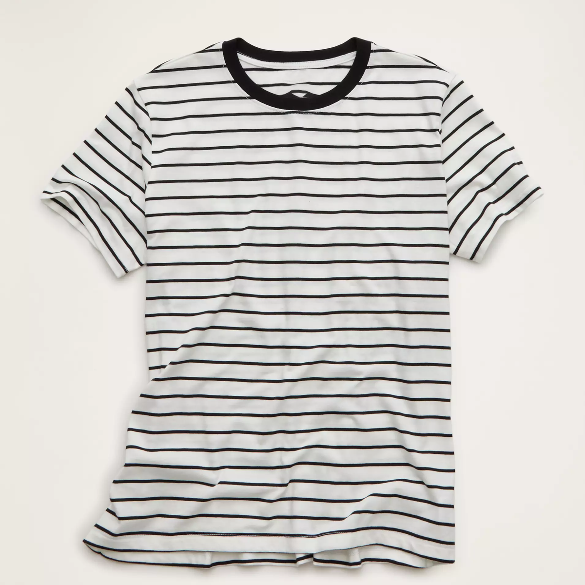 Charcoal Stripe Contrast Ringer Crew Neck Cotton Everyday T-Shirt