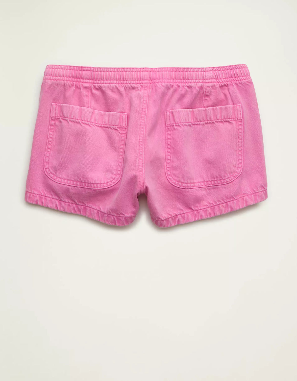 Starlet Pink Super Low-Rise Drawstring Pull-On Woven Cotton Casual Shorts