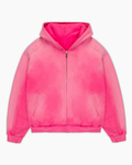 460GSM Vintage Sun Faded Full Zip Cropped Cotton Fleece Hoodie